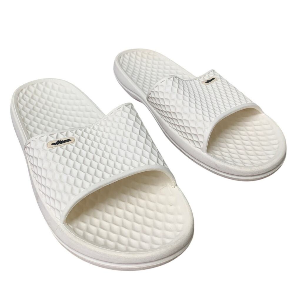 Funky Monkey Mens Size 11 Ivory Slip On Single Strap Bath Shower Slipper Shoes
